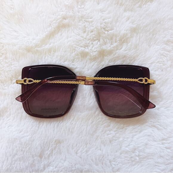 Gia Clear Dark Purple Chain Link Oversized Sunglasses - Picture 9 of 11